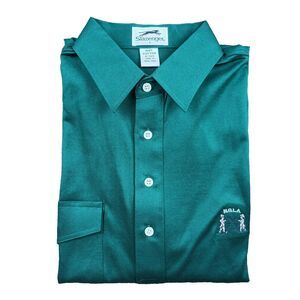 Vintage Slazenger Men's L Golf Polo NGLA Logo Green Pocket 100% Cotton NWOT